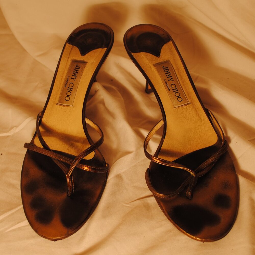 JIMMY CHOO SZ 9 1/2 WOMENS 2 1/2 IN HEEL SANDLE HEELS